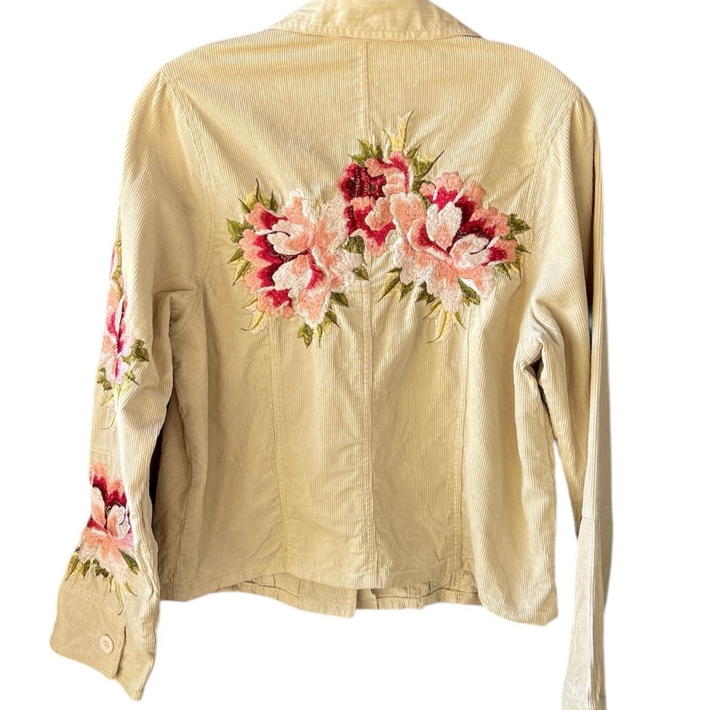 Johnny Was Cream Floral Embroidered Blazer